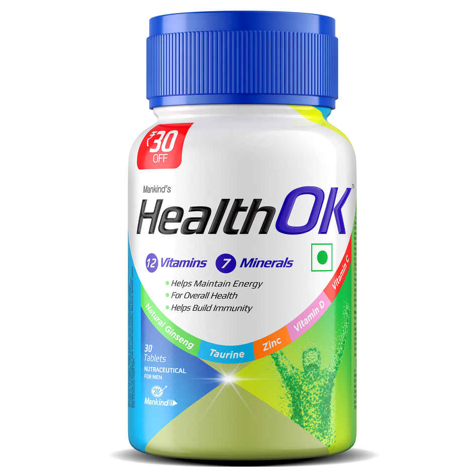 HealthOK Men Multivitamins With Natural Ginseng and Taurine