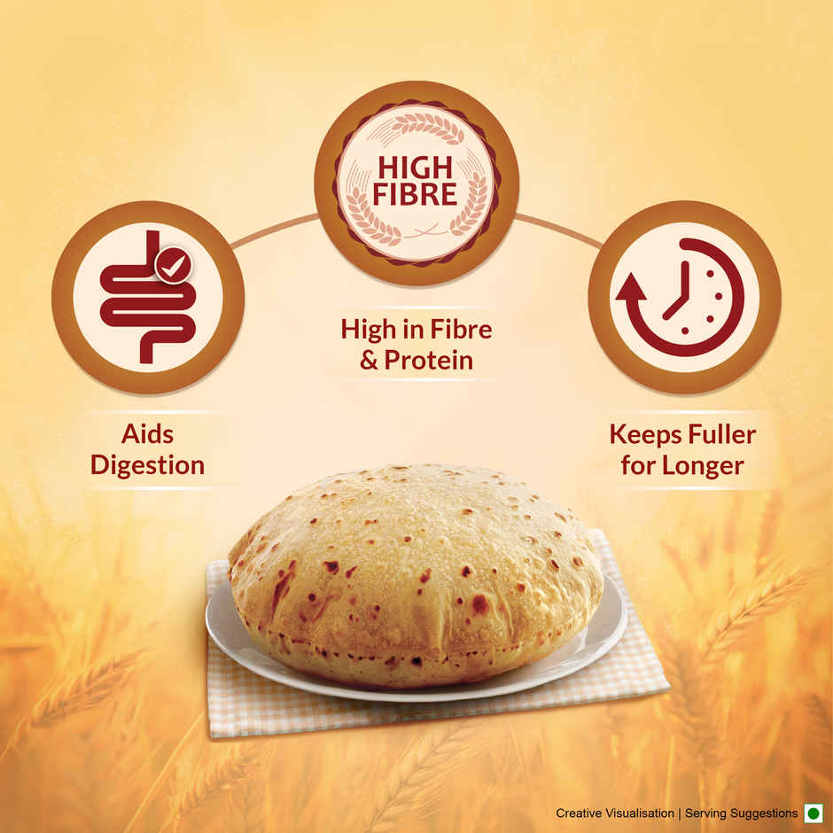 Aashirvaad High Fibre Atta with Multigrains | 3 Rotis fulfil 35% Daily Fibre