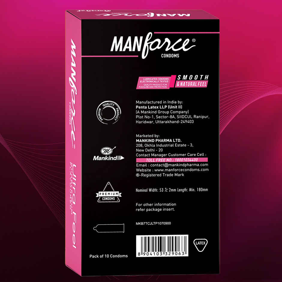Manforce Ultra Feel Super Thin Bubble Gum Flavoured Condom With Thickness Of 0.05Mm(10pc) & Manforce High Flavoured Condoms - Kiwi Paan(10pc) Combo
