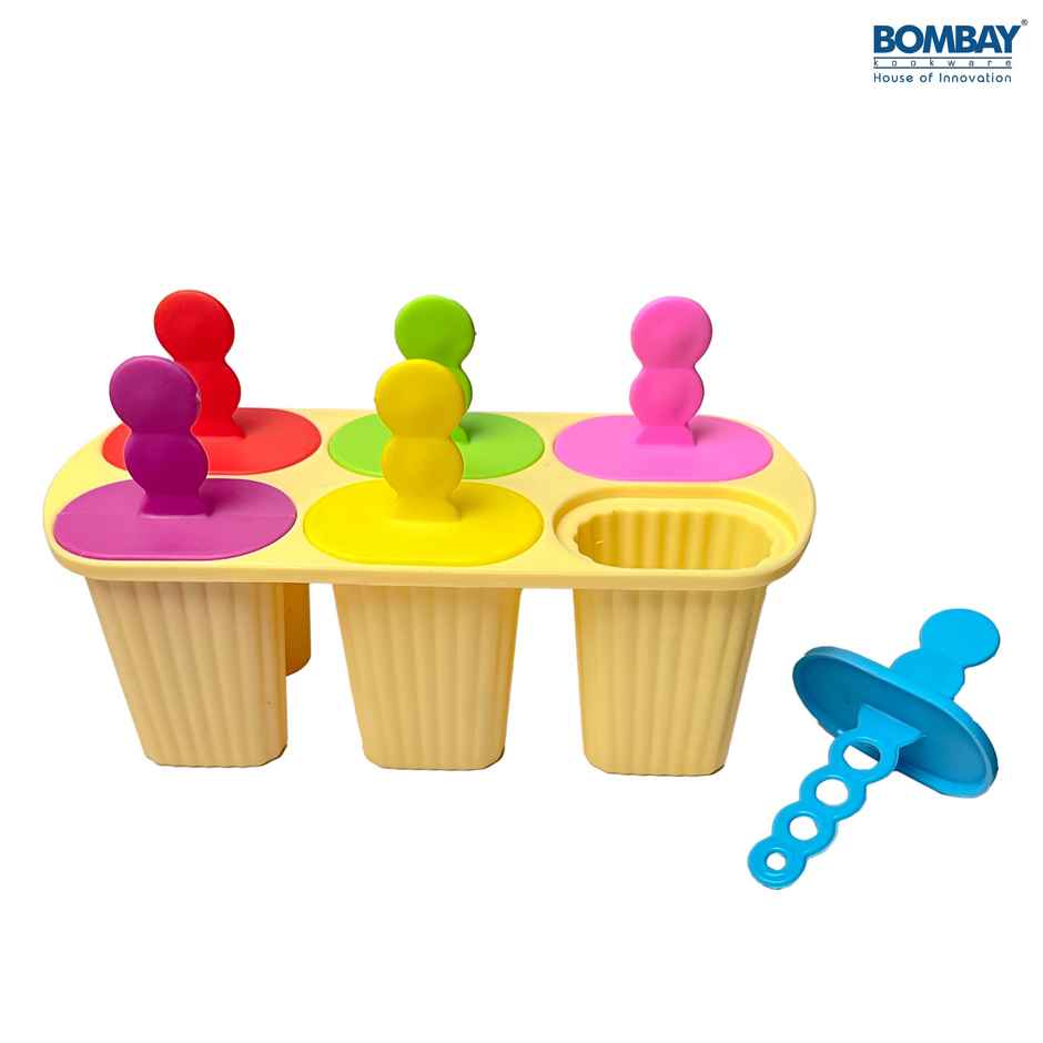 Bombay Kookware Manual Ice Cream Maker | 6 Popsicles Yellow Colour Base