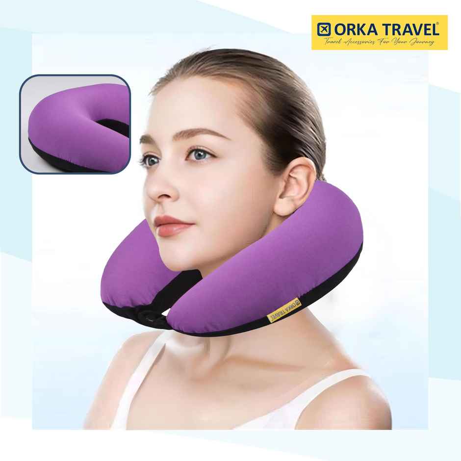 Orka Travel Solid Micro Beads U Neck Pillow - Purple Black