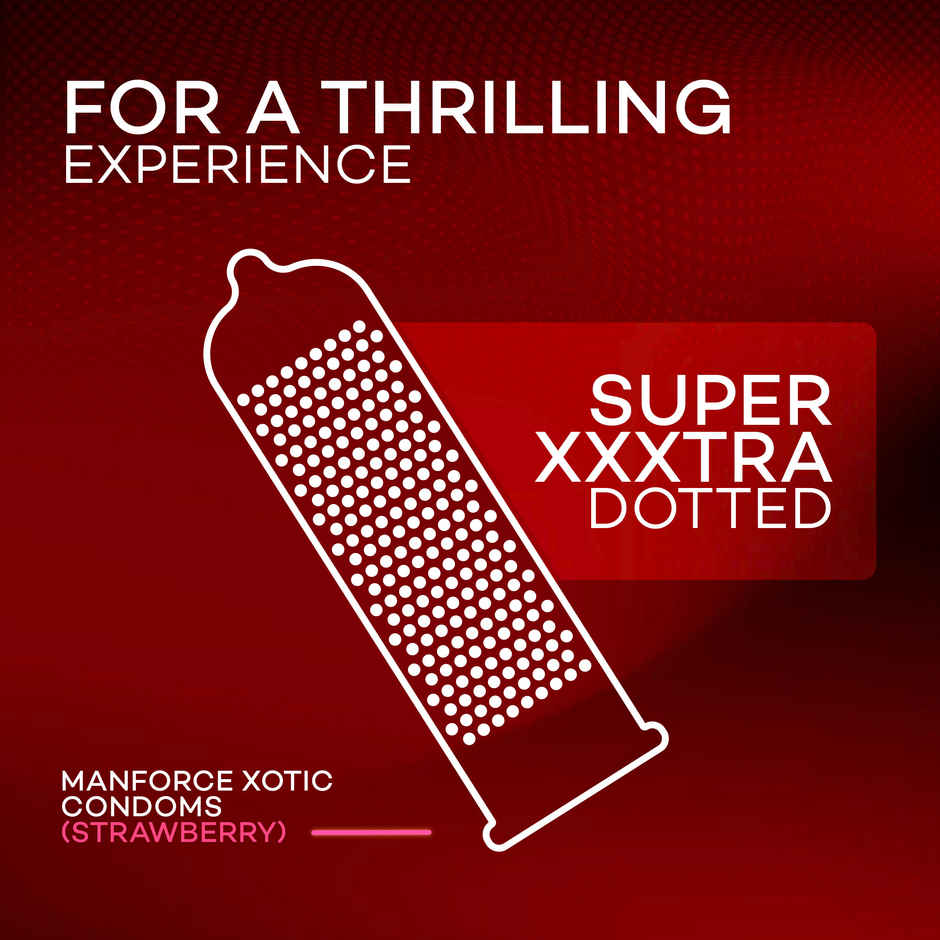 Manforce Xotic Extra Dotted Strawberry Flavoured Condoms