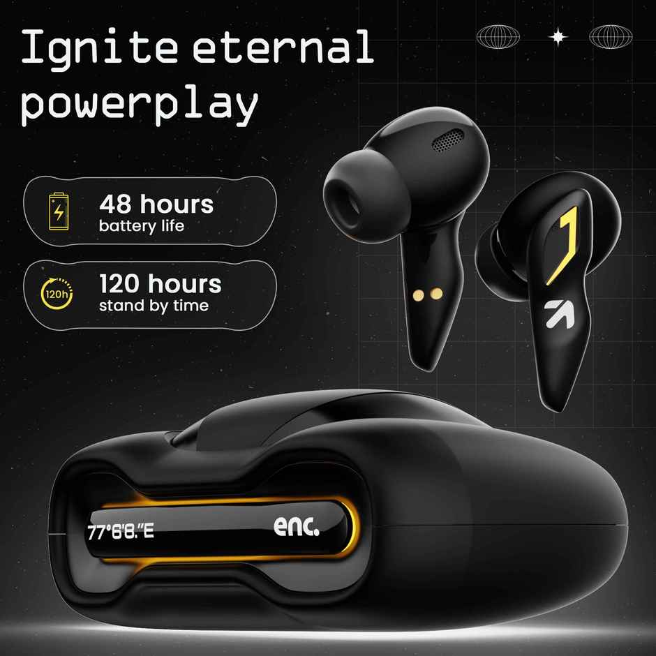 GOBOULT Ember Quad Mic ENC | 48Hrs Battery | Low Latency Gaming | 5.3v Bluetooth Headset | Black