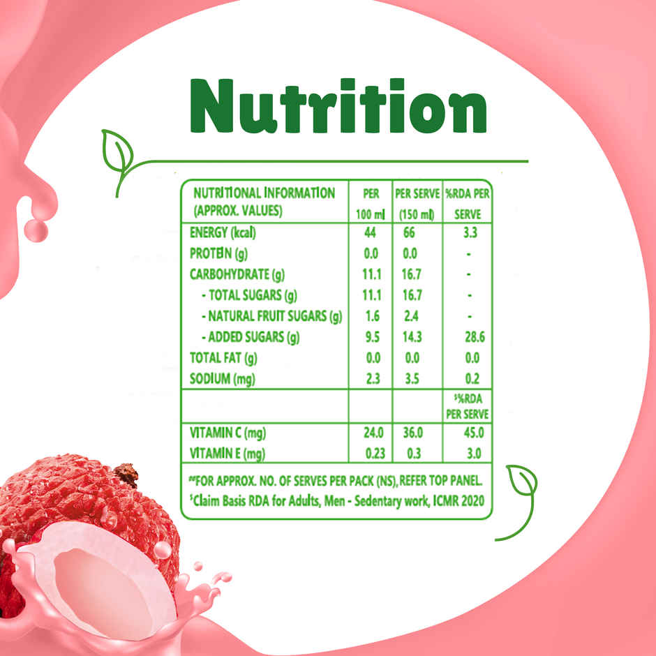 B Natural Litchi Juice, Vitamin C & E