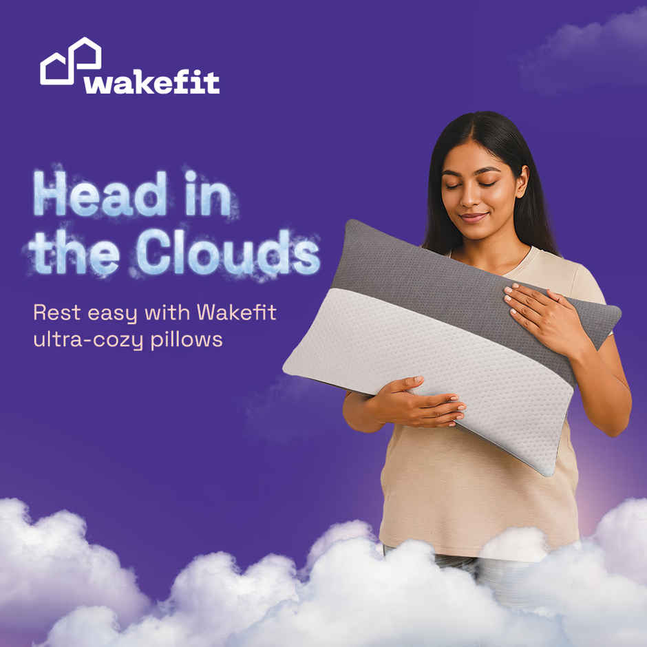 Wakefit Sleeping Pillow | Set of 2 | Height Adjustable | Standard Size 27X16 inch 300 Grms | White & Grey