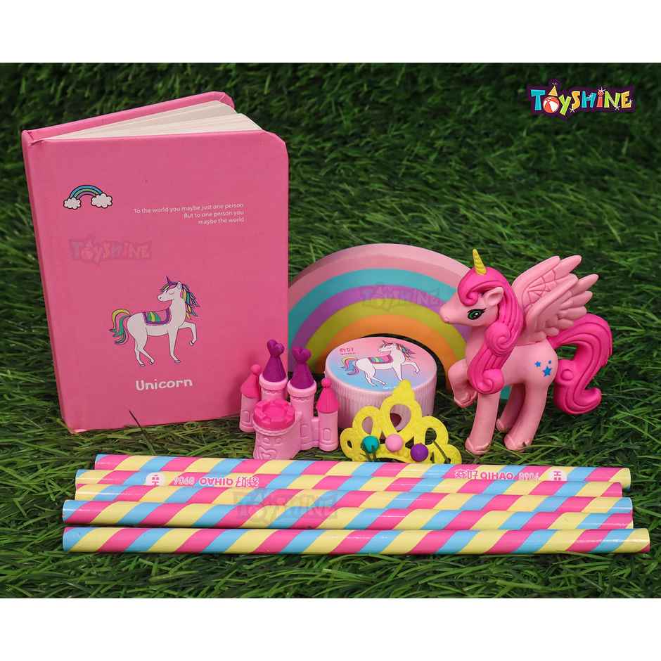 Toyshine Unicorn Stationery Set - Erasers, Pencils, Diary