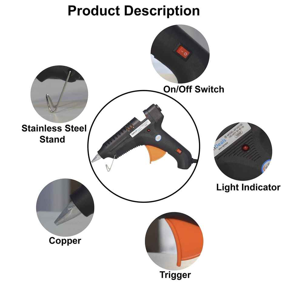 Aptechdeals 100 W Glue Gun With 5 Glue Sticks