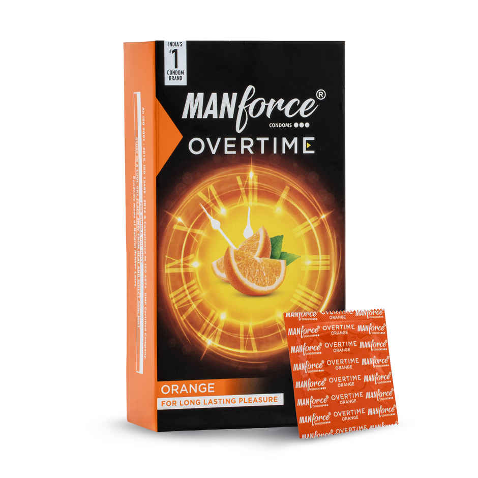 Manforce Dotted Delay Condoms With Benzocaine 4.5% (Orange Flavor)