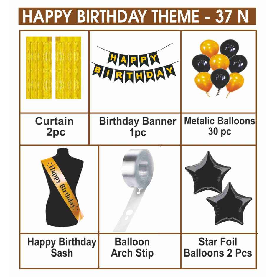 Happy Birthday Theme Decoration Kit | Assorted Colours | Let's Vybe