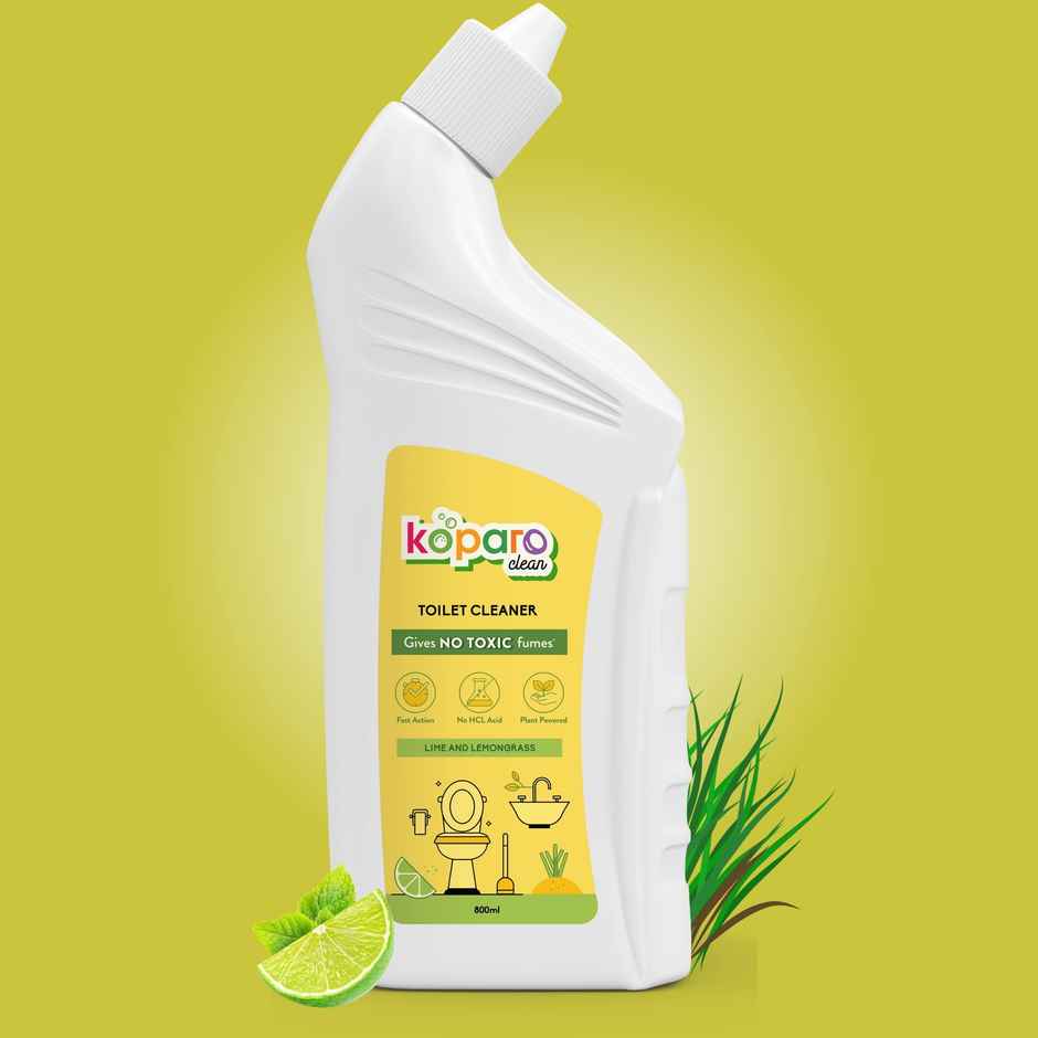Koparo Plant Based Toilet Cleaner Liquid(800ml) & Gebi Sparkle Plus A Star Double Hockey Toilet Brush (Assorted)(1pc) Combo