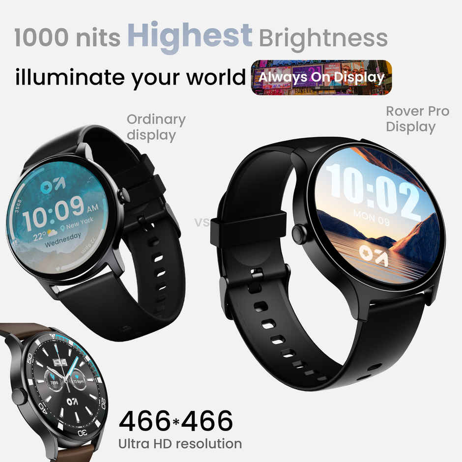 GOBOULT Rover Pro 1.63" Amoled, Bt Calling, Spo2, Ip68 Smartwatch |Ash Black