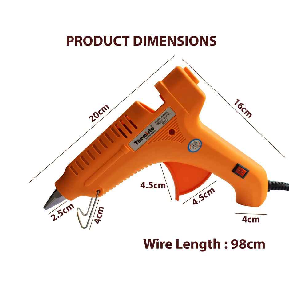 Themisto 80W Hot Melt Glue Gun With 5 Transparent Hot Glue Stick