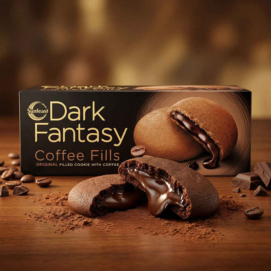 Sunfeast Dark Fantasy Coffee Fills, Original Filled Cookie With Coffee Flavour | Perfect Snack