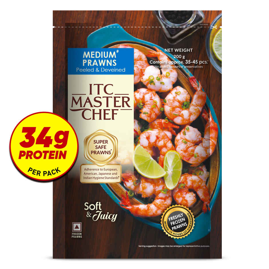 ITC Master Chef Medium Prawns | Peeled & Deveined | High Protein