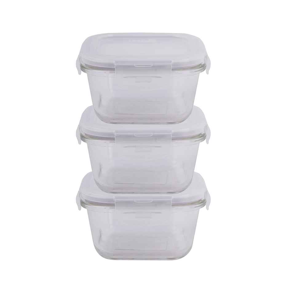 LocknLock LLG205 Euro Glass Square Food Storage Container | Transparent - 300 ml