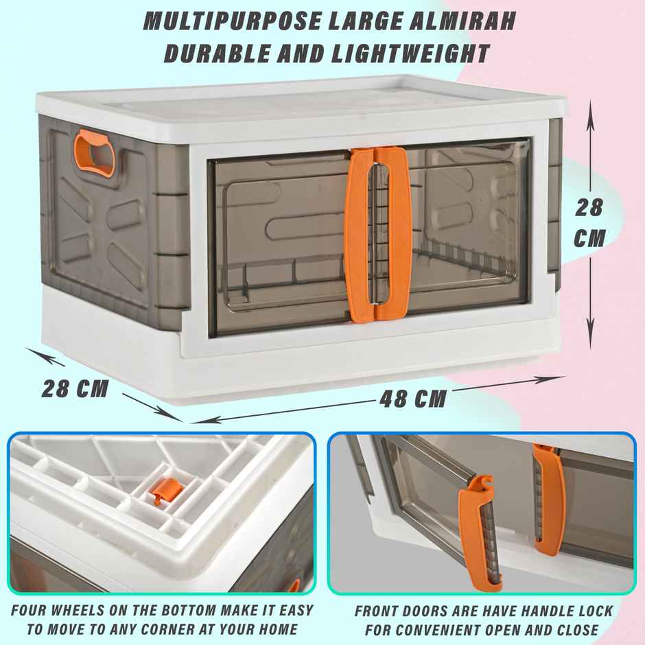 Kuber Industries Multipurpose Large Cupboard Storage Box for Home | White & Black