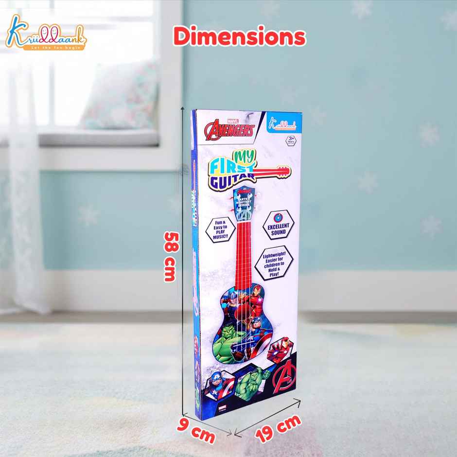 Kriiddaank Marvel Avengers Big Guitar, 4 Strings 23 Inch; 58 cm, Music Learning and Development  Toy