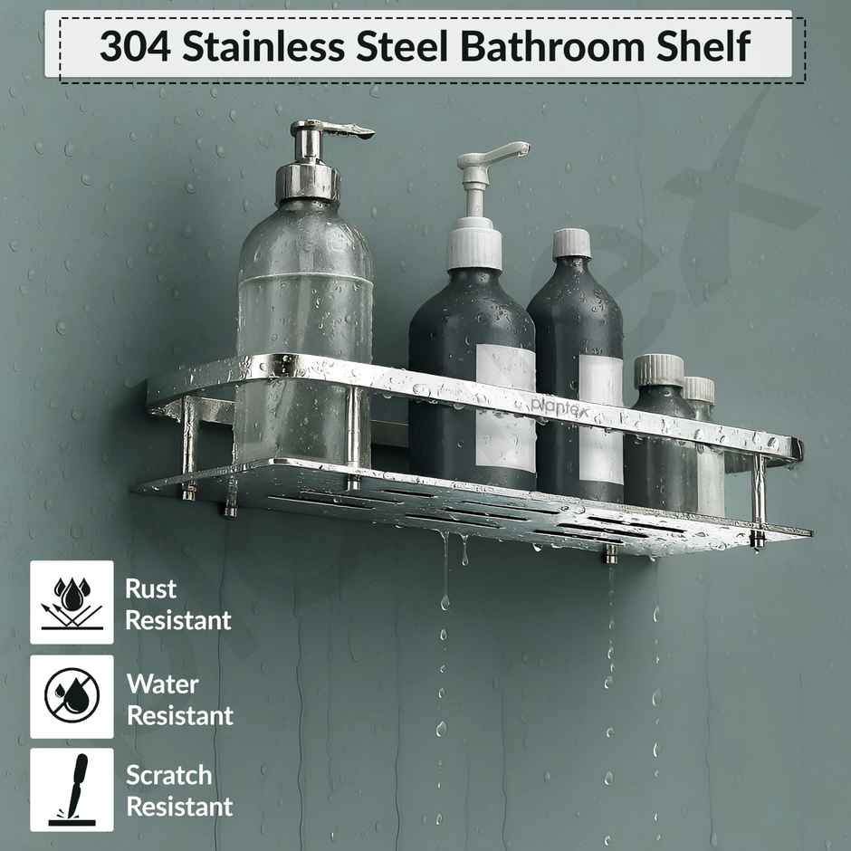 Plantex Bathroom Shelf/Rack | Stainless Steel | Chrome | 16 x 5 inch