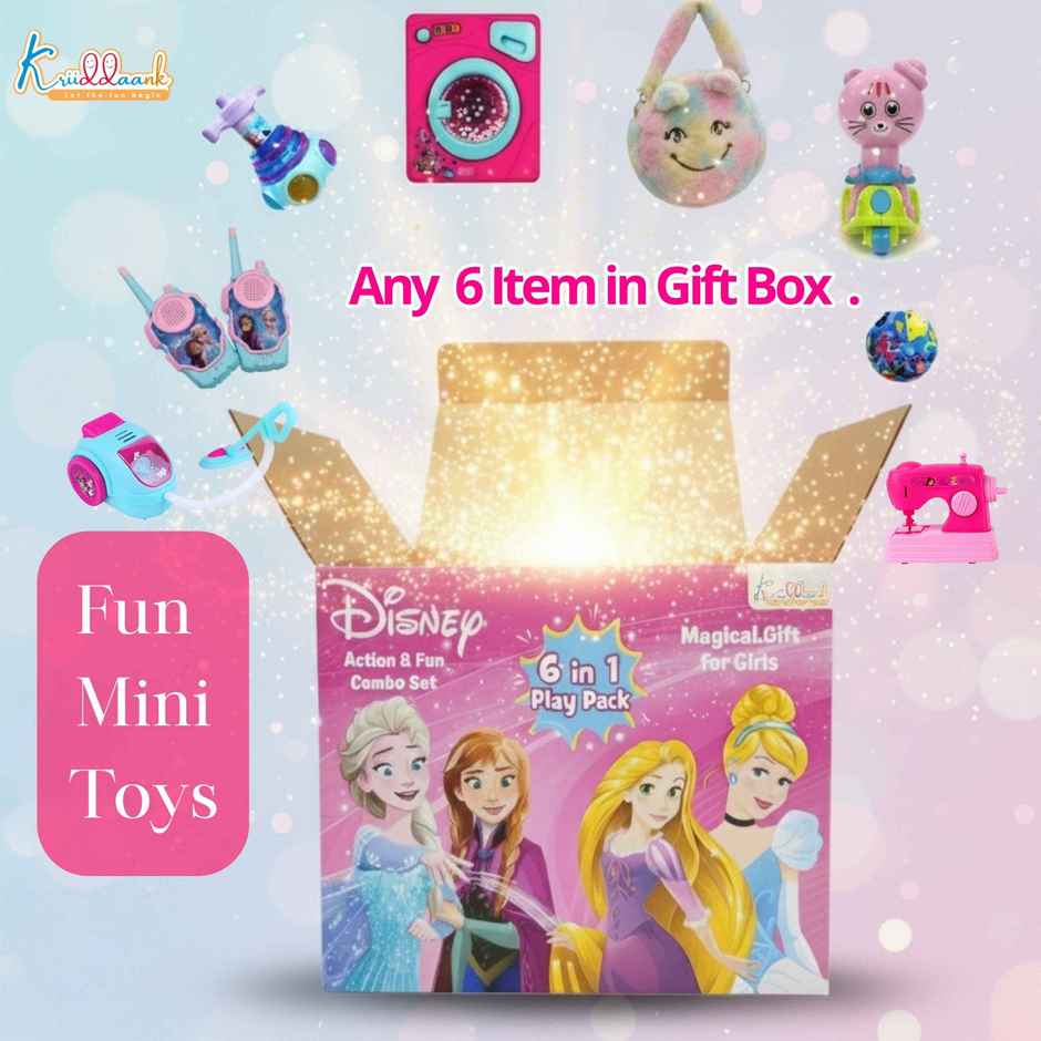 Kriiddaank Disney 6 In 1 Gift Pack for Girls Assorted Play Set Birthday Return Combo for 3 Years