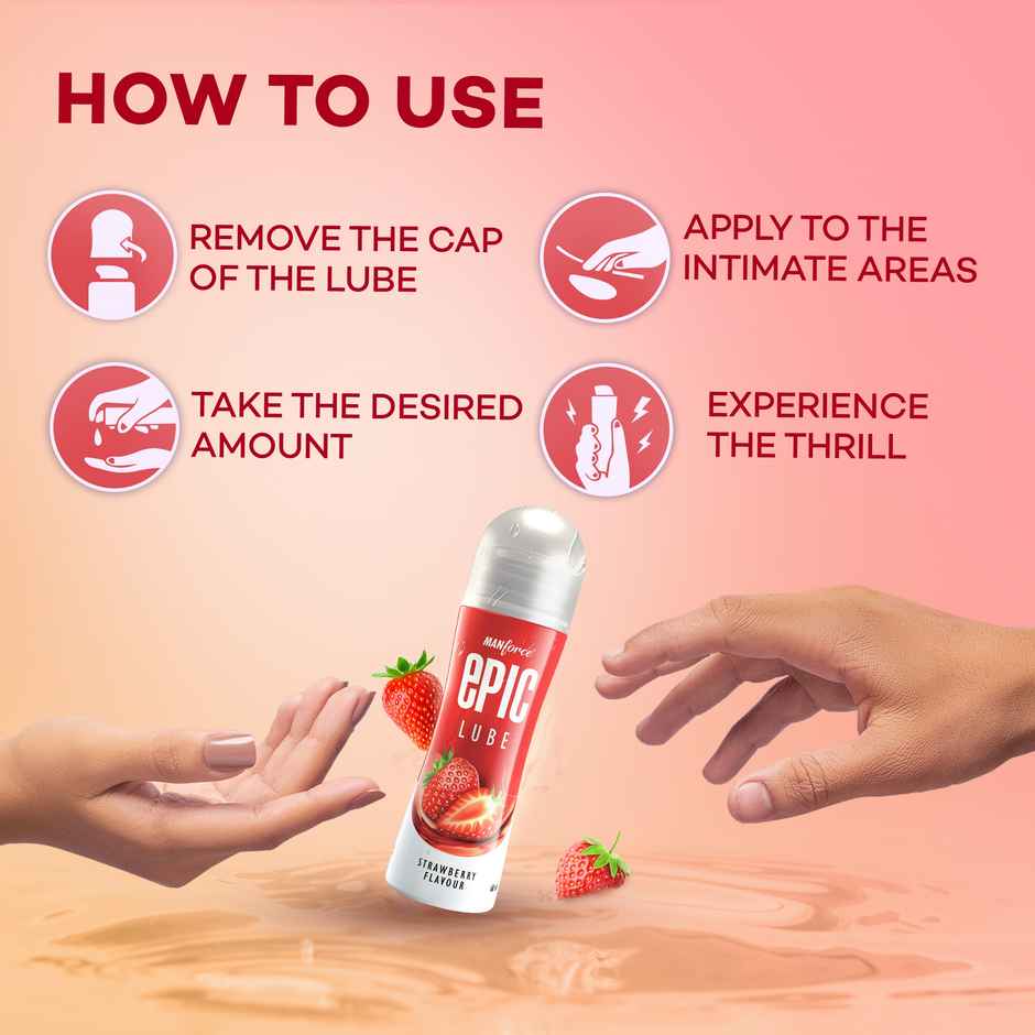 Manforce Epic Lube Strawberry Flavored Lubricating Gel for Men and Women Water Based Skin Friendly