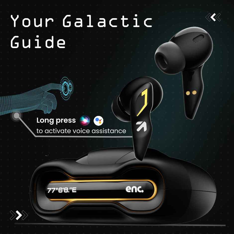 GOBOULT Ember Quad Mic ENC | 48Hrs Battery | Low Latency Gaming | 5.3v Bluetooth Headset | Black