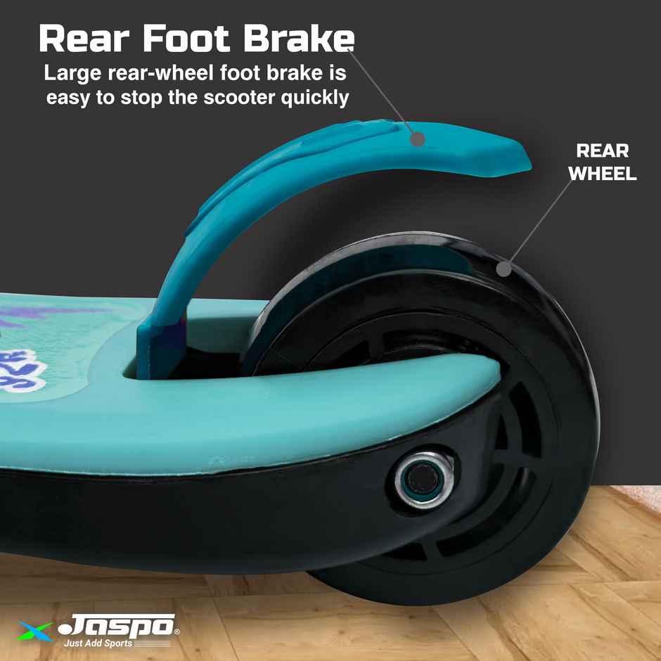 Jaspo Monster Kick Scooter for Kids 3+ Years - Foldable Kids Scooter with Led (upto 40Kg) Cyan