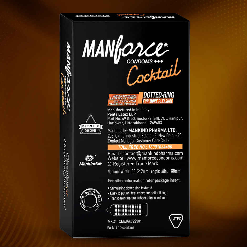 Manforce Cocktail Condoms with Dotted-Rings Hazelnut & Chocolate Flavoured