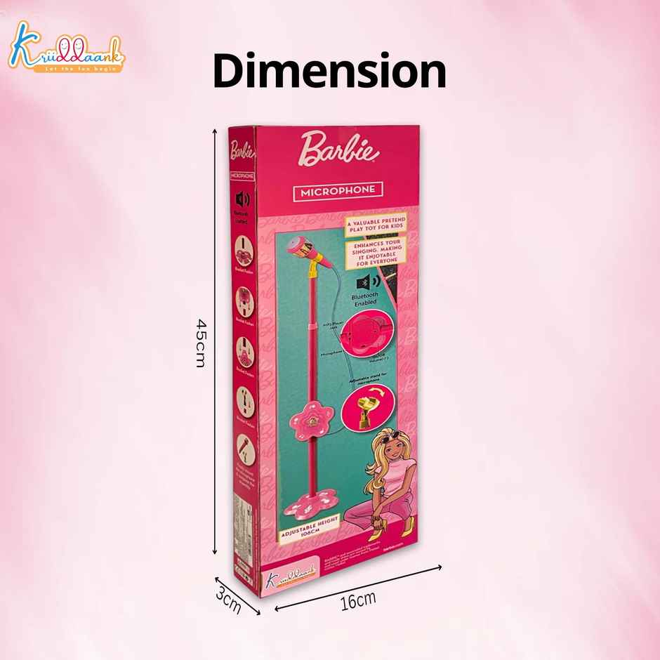 Kriiddaank Barbie Kids Microphone With Adjustable Stand MP3, Mic & Speaker Connection -106 cm