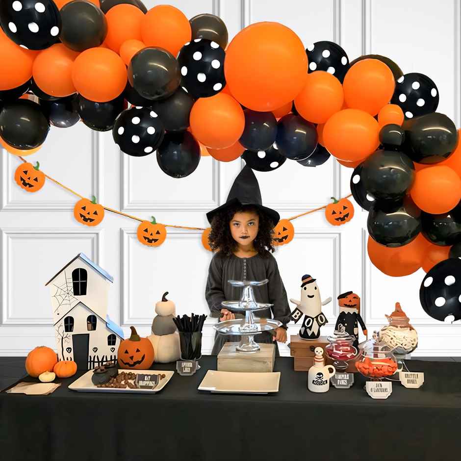 Halloween Decor With Black, Orange Balloons & Pumpkin Garland | Halloween Special | Special You
