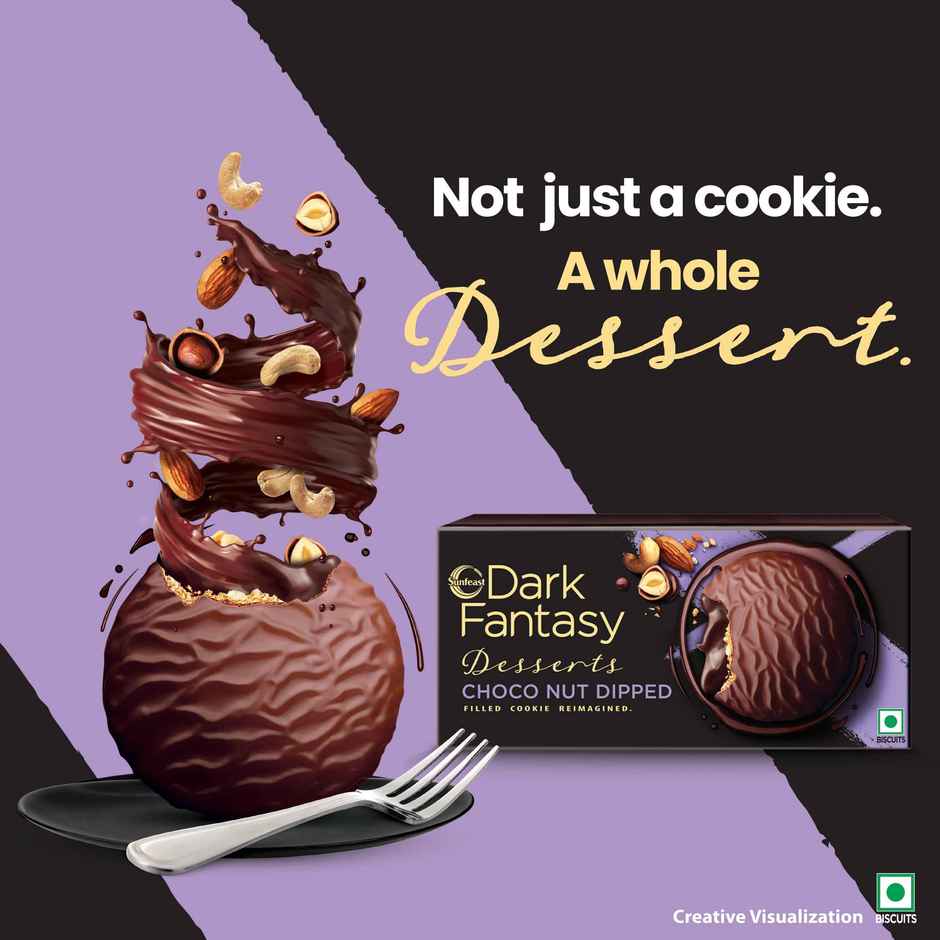 Sunfeast Dark Fantasy Desserts Choconut Dipped Filled Cookie Reimaged