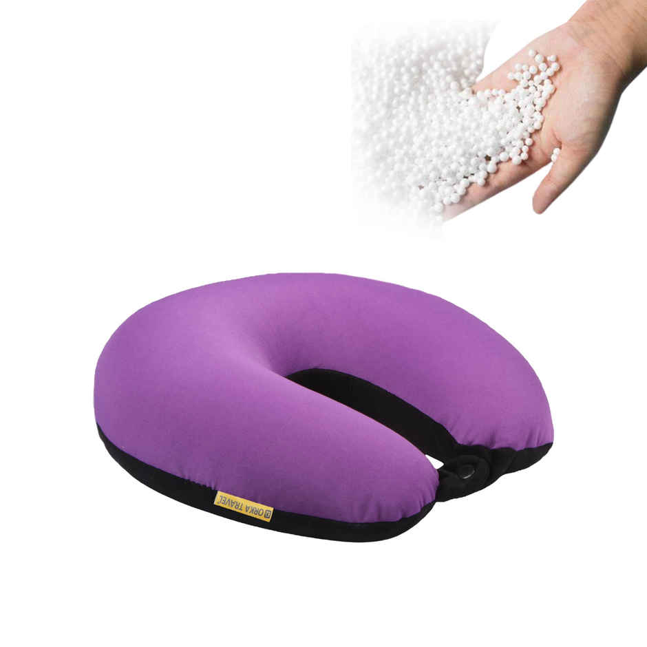 Orka Travel Solid Micro Beads U Neck Pillow - Purple Black