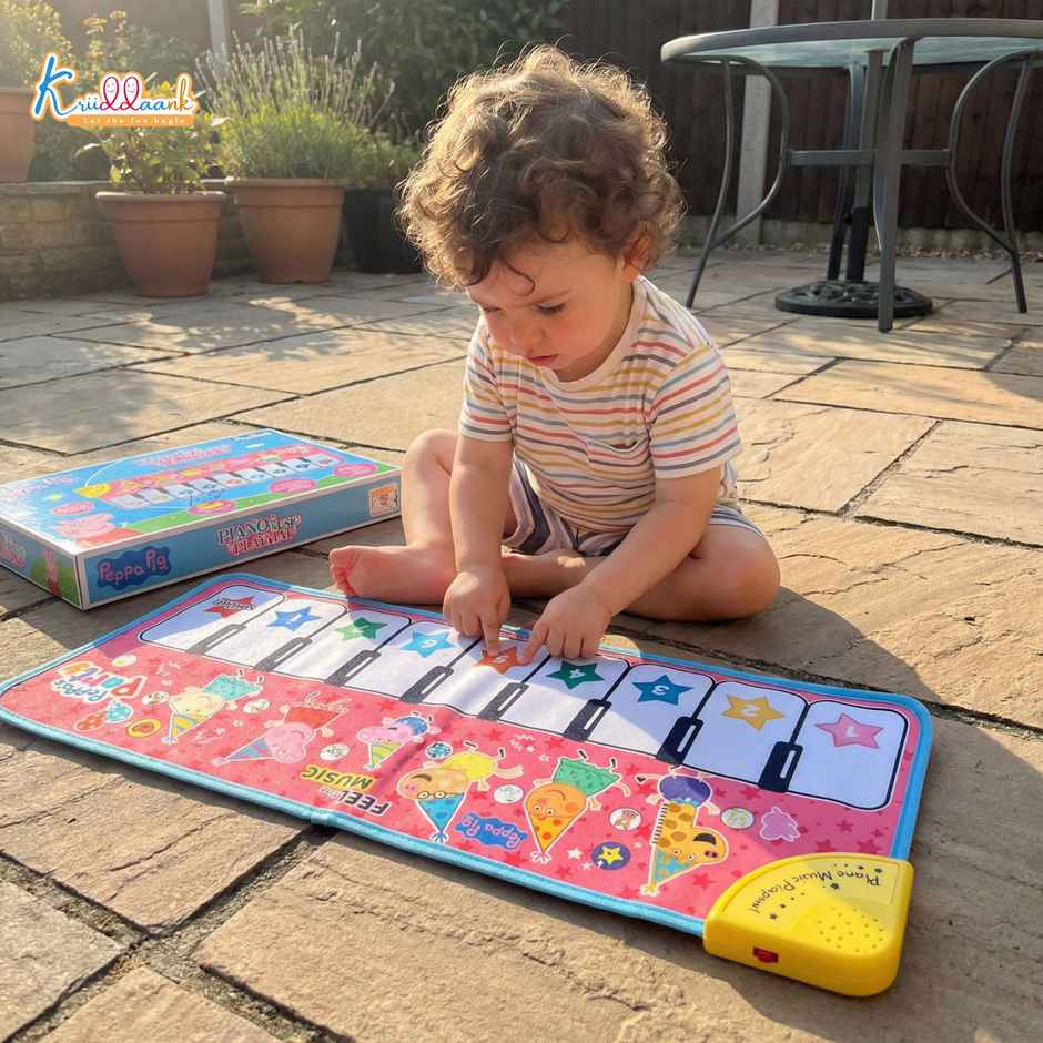 Kriiddaank Peppa Music Piano Playmat with 8 Music Modes & Animal Sounds Baby Playing Mat -108 x 38CM