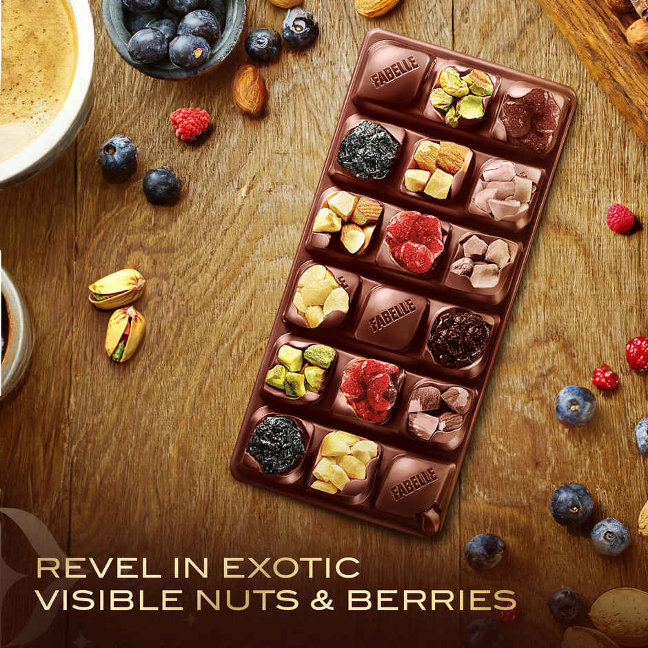 Fabelle Open Secret Dark Chocolate Handcrafted Bar With Exotic Nuts & Berries Handcrafted Bar