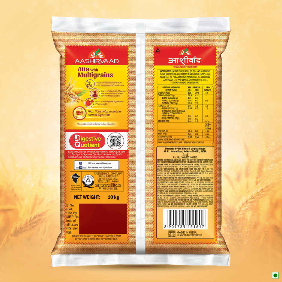 Aashirvaad High Fibre Atta with Multigrains | 3 Rotis fulfil 35% Daily Fibre