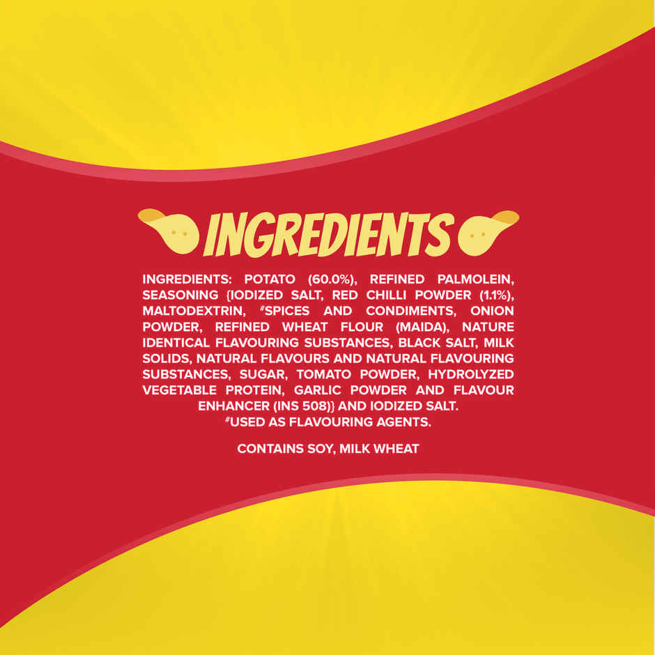 Bingo! Original Style Chilli Sprinkled | Flat Cut Spicy Potato Chips Pack for Snacks