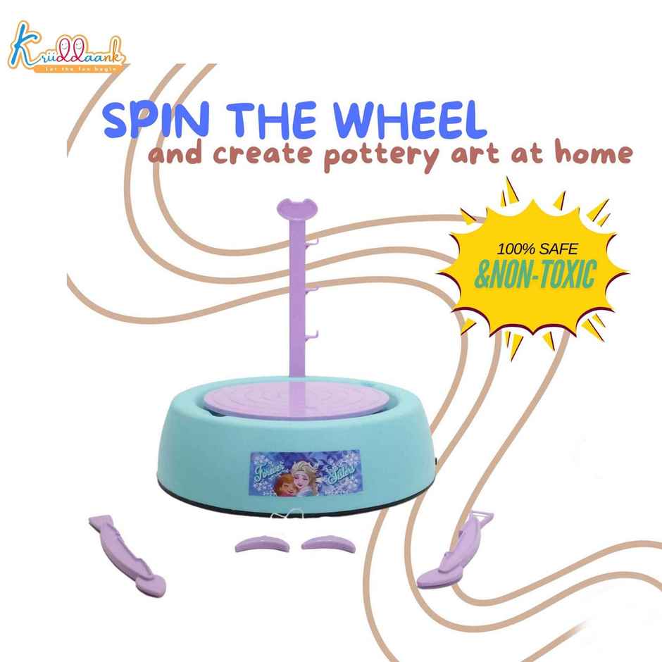 Kriiddaank Disney Frozen Pottery Wheel Kit DIY Battery Operated Painting Set with Clay and Tools