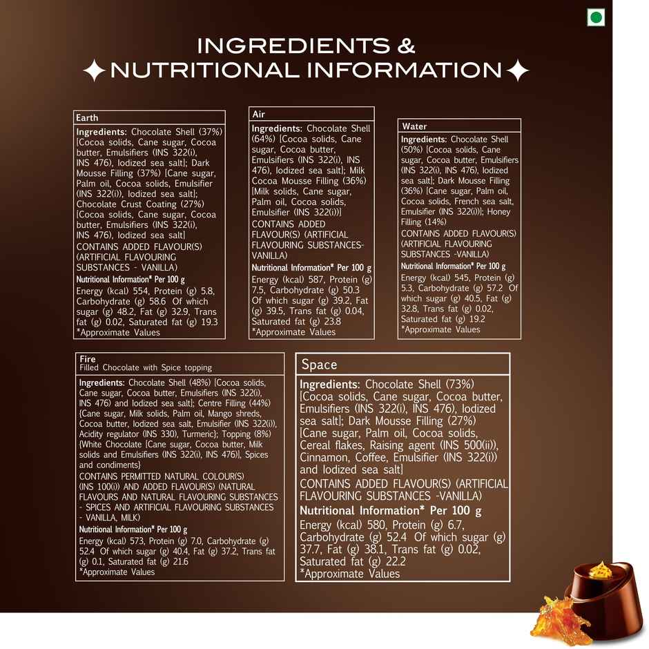 Fabelle Elements Pralines 5 Handcrafted Dark Chocolates