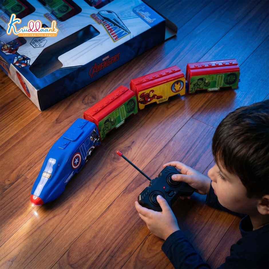 Kriiddaank Marvel Avengers RC Train Toy with Remote Control, Lights and Sounds, Rechargeable EMU