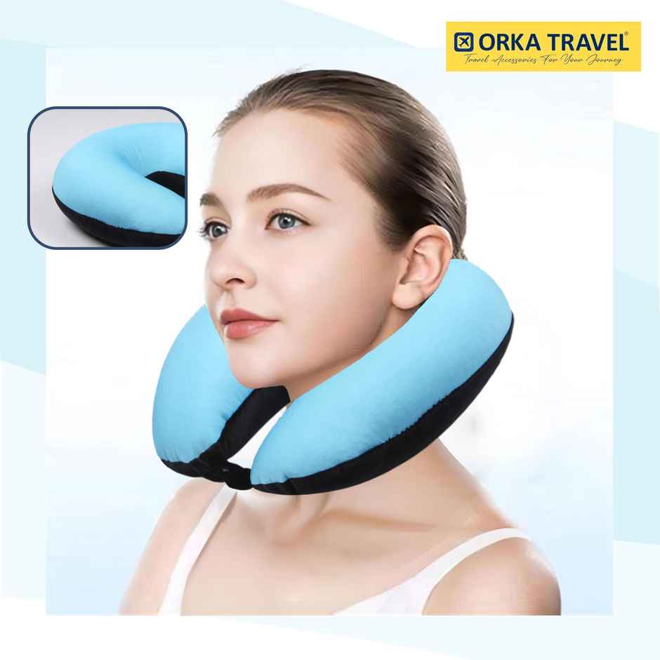 Orka Travel Solid Micro Beads U Neck Pillow - Teal Black