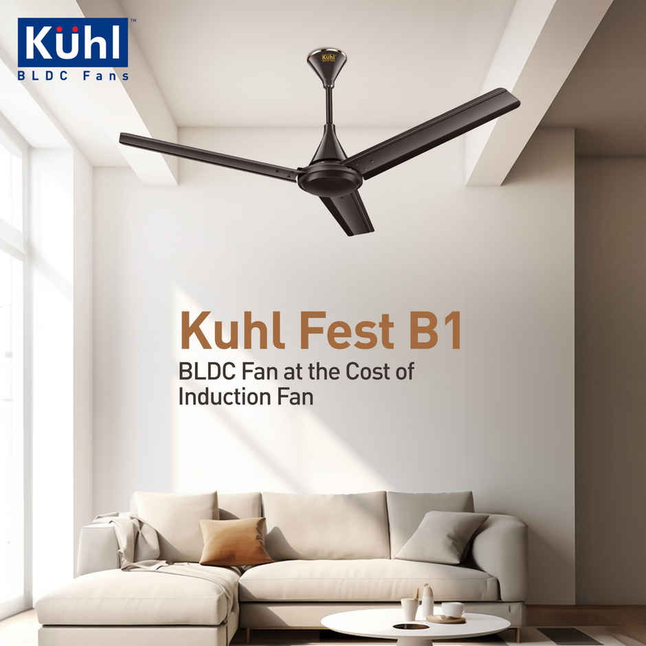 KUHL Fest B1 1200MM Power Saving BLDC Ceiling Fan | 28W | Saves Upto 65% Electricity | Espresso