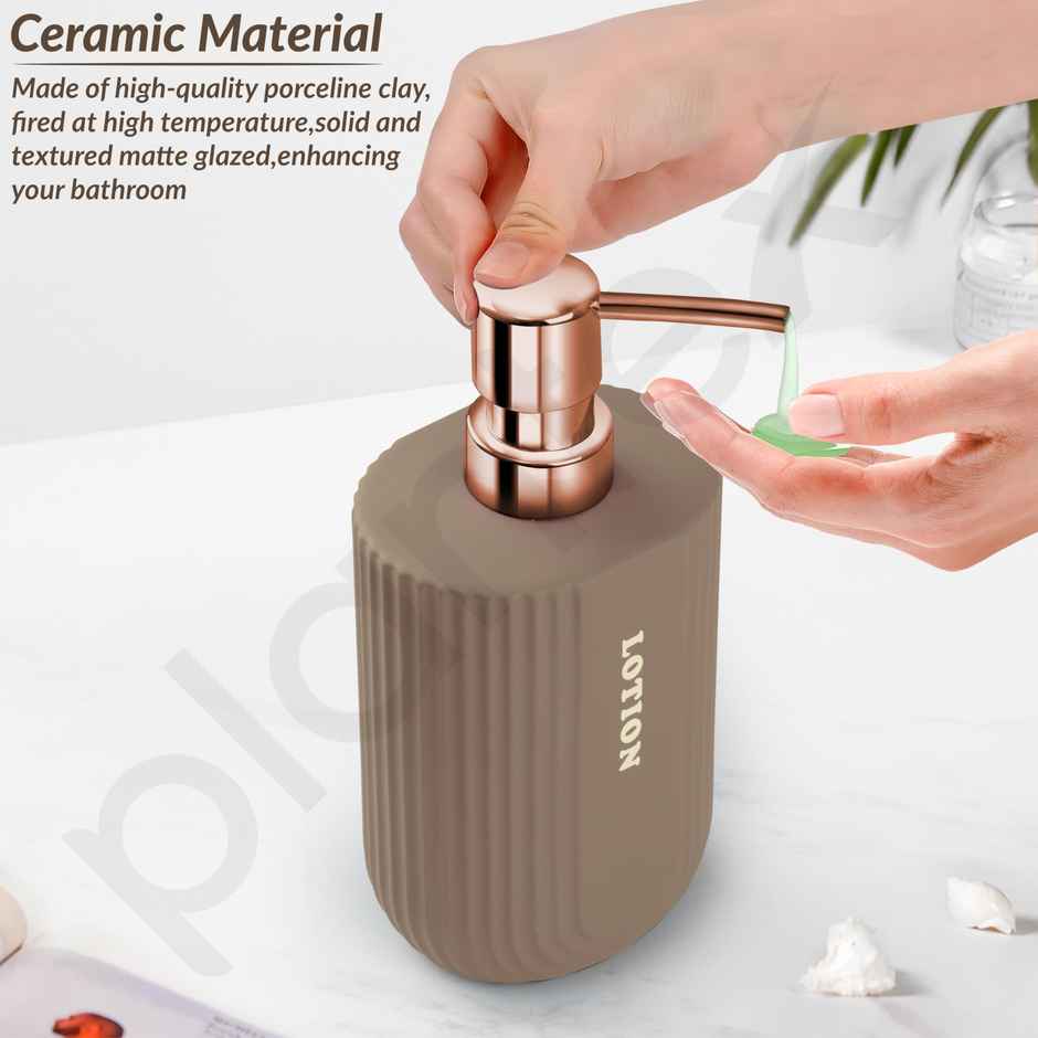 Plantex Bathroom Accessories Set | Ceramic | Brownish-Grey