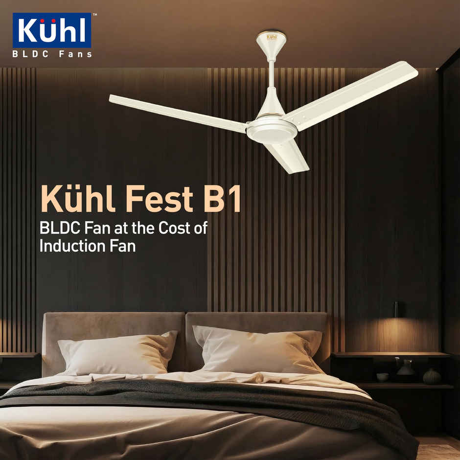 KUHL Fest B1 1200MM Power Saving BLDC Ceiling Fan | 28W | Saves Upto 65% Electricity | Ivory