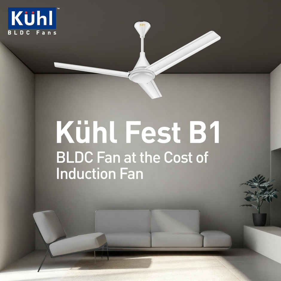 KUHL Fest B1 1200MM Power Saving BLDC Ceiling Fan | 28W | Saves Upto 65% Electricity | White