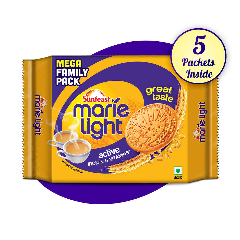 Sunfeast Light Active Plain Marie Biscuits with Iron and 6 Vitamins | Trans Fat-free Combo