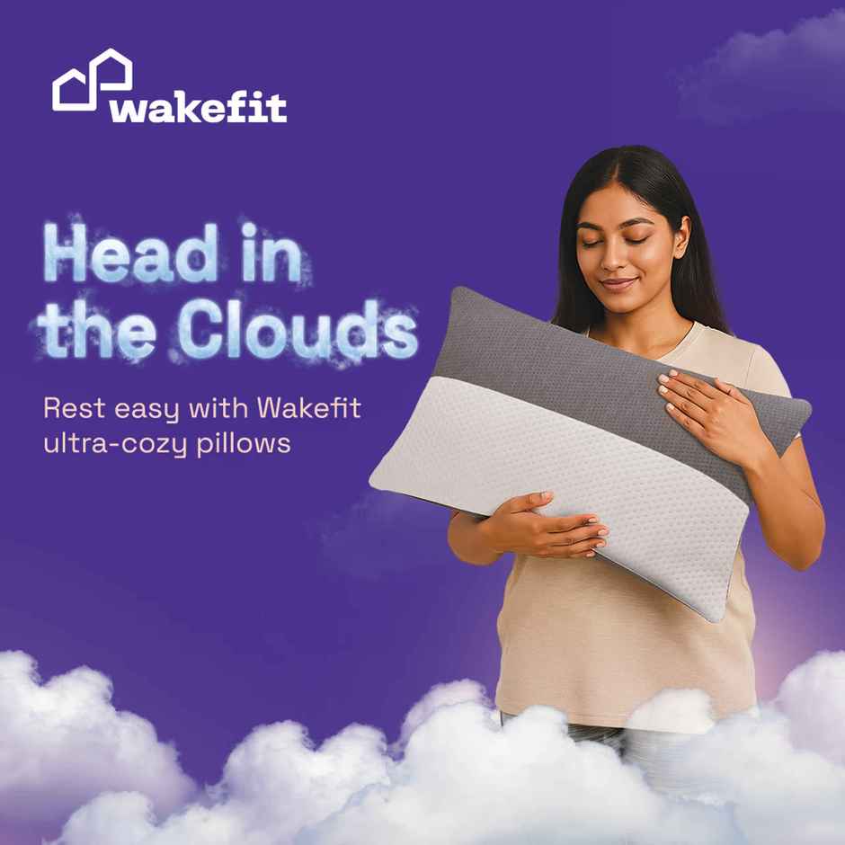 Wakefit Sleeping Pillow | Set of 2 | Height Adjustable | Standard Size 27X16 inch 300 Grms | White & Grey