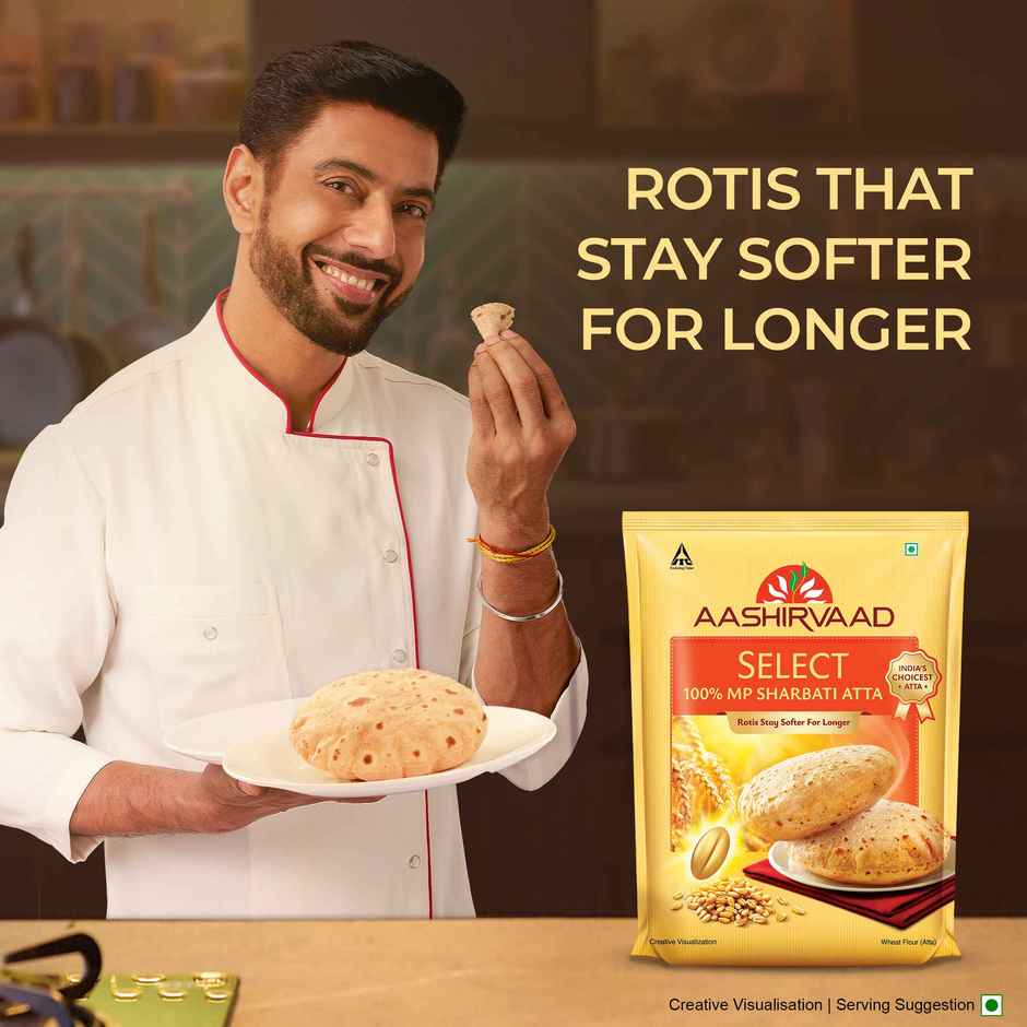 Aashirvaad Select | Pure MP Sharbati Wheat Atta for Soft Makhmali Rotis