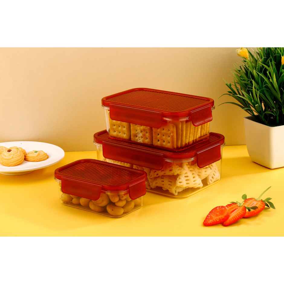 Ambition Easy Lock & Seal Container 3 Pcs Set | 400 ml-900 ml-1600 ml - Assorted