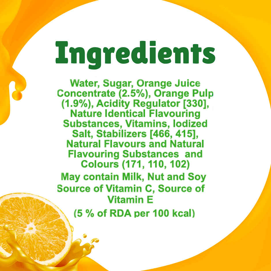 B Natural Orange Juice, Enriched with Vitamin C & E