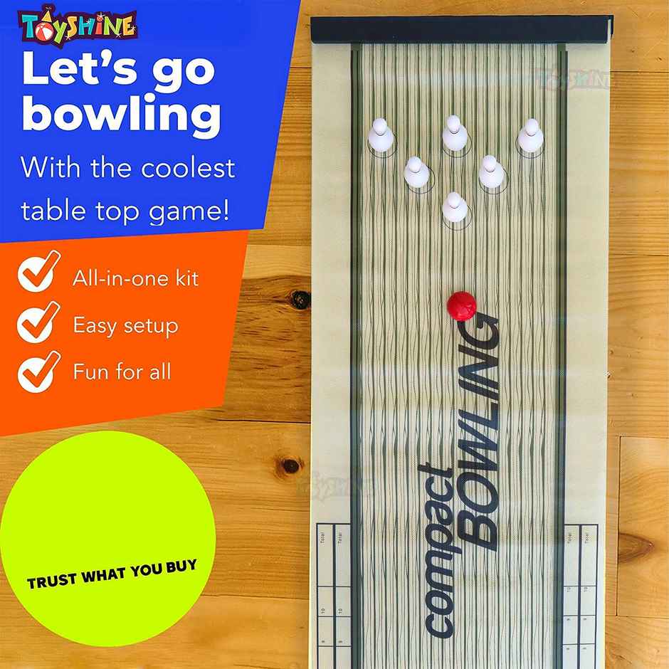 Toyshine Compact Bowling Game | Indoor Tabletop Game for Kids & Adults