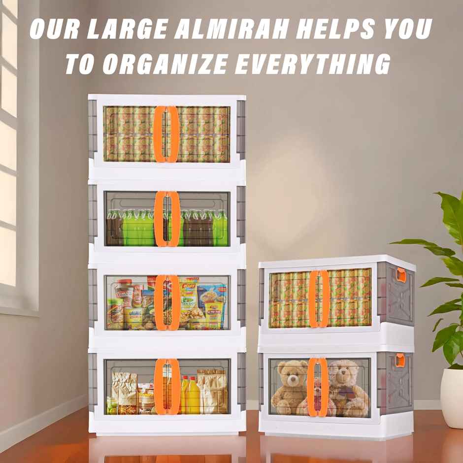 Kuber Industries Multipurpose Large Cupboard Storage Box for Home | White & Black